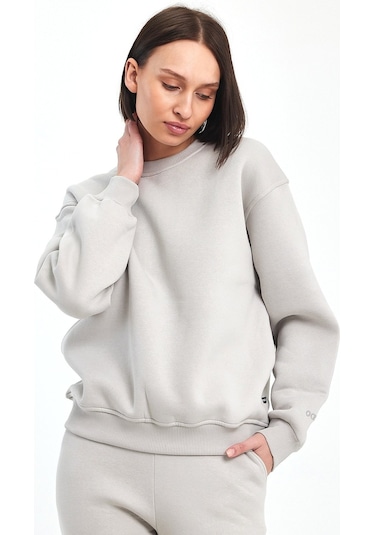 Odda Bisiklet Yaka Sweatshirt Gri