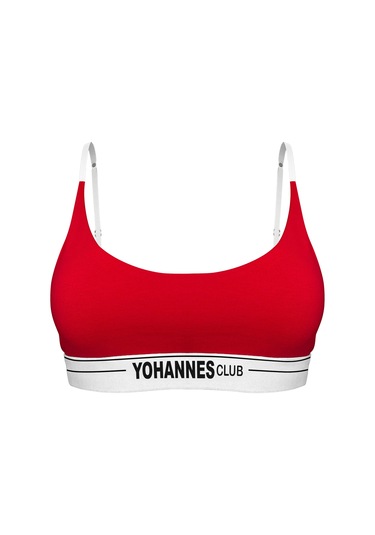 Yohannes Club, Kadın Pamuklu İç Çamaşırı Takımı, Renk Seçenekli, Bralet-kemerli Bikini Slip Kırmızı