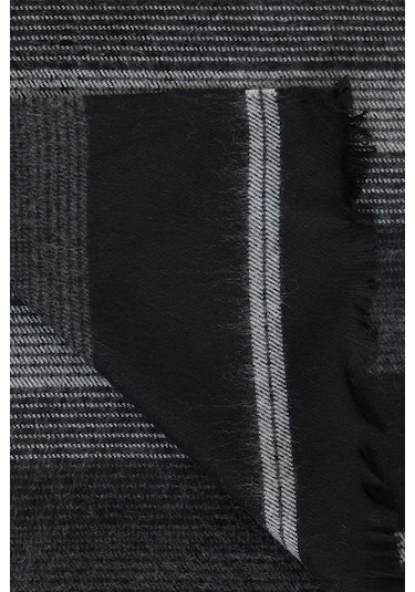 AC&Co / Altınyıldız Classics  Erkek Sıyah Grı Sıcak Tutan Desenli Triko Atkı Sıyah Grı Siyah - Gri