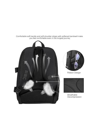 Butu Puluz Pu5011 Taşınabilir Su Geçirmez Çizilmeye Dayanıklı Sırt Çantası Kamera Taşıma Çantası - Siyah