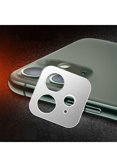 Ally iPhone 11 6.1 3D Metal Kamera Koruyucu Metal Lens Gümüş