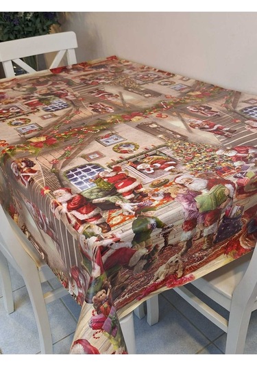 Yeni Yıl Desenli Elyaflı Pvc Masa Örtüsü Silinebilir Ve Su Geçirmez Muşamba Dkrm29c Kahverengi