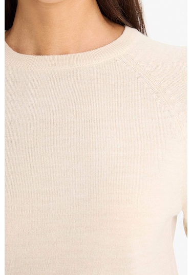 Defacto Relax Fit Bisiklet Yaka Basic Düz Triko Kazak I6913az25wnbg420 Bej