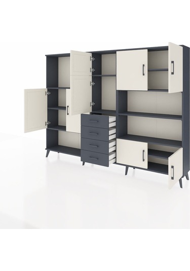 Arges Dolap 9 Raflı 4 Çekmeceli 8 Kapaklı 220x30x163 Antrasit-ayt Antrasit-aytaşı/antrasit Arges Dolap 9 Raflı 4 Çekmeceli 8 Kapaklı 220x30x163 Antrasit-ayt Antrasit-aytaşı/antrasit