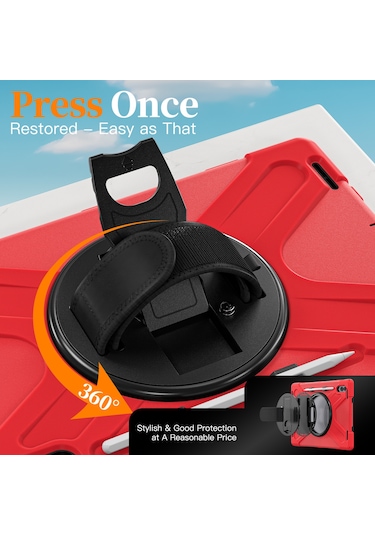 Samsung Galaxy Tab S11 Ultra Kickstand Kılıf Tpu Pc Silikon Tablet Kılıfı Ve Omuz Askısı - Kırmızı Tablet Kılıfı