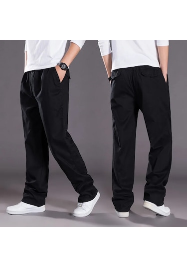 Gqxaon Erkek Kargo Pantolon - Pamuk Siyah İş Pantolonu - Rahat Yaz Tırmanma Joggers Black