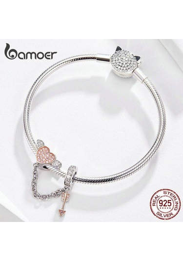 Bamoer 925 Ayar Gümüş Ok Aşk Tanrısı Kalp Kanat Aşk Kolye Zinciri Kadınlar İçin Yılan Takılar Gümüş