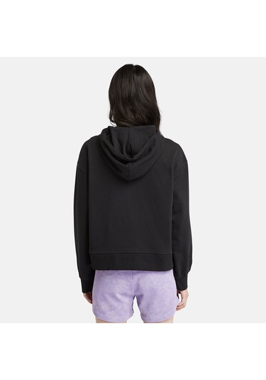 Timberland Stack Logo Loop Back Hoodie Kadın Sweatshirt-33280 Siyah