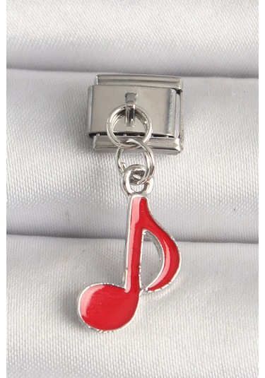 316l Çelik Gümüş Renk Kırmızı Müzik Nota Model Nomination Charm Çok Renkli