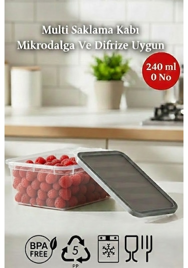 240 Ml Multi Saklama Kabı Difrize Uygun 24 Adet No:0 Şeffaf