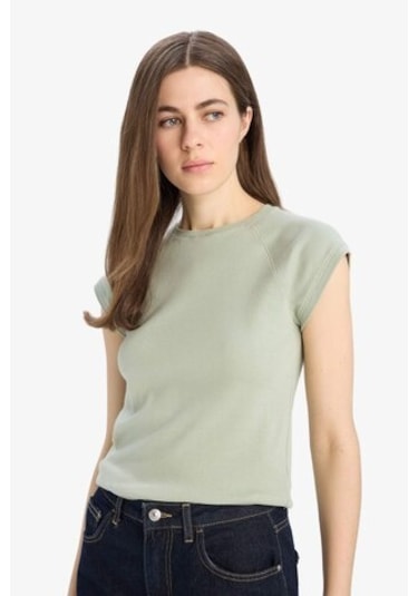 DeFacto Slim Fit Dar Kesim Bisiklet Yaka Basic Düz Ribana Kısa Kollu Tişört C7334AX25SPGN1156