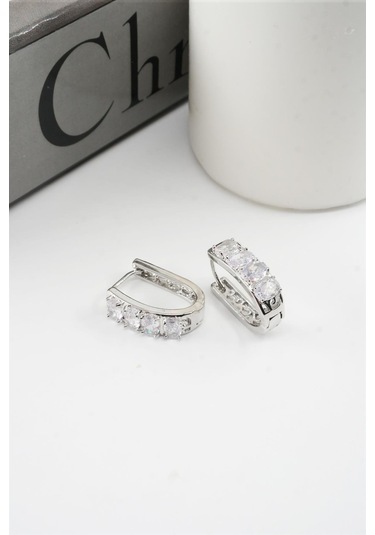 Kadın Vip Seri Baget Zirkon Taşlı Halka Küpe Çok Renkli