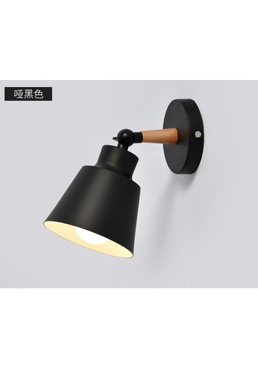 Geeksen Nordik Tarzı Ahşap Duvar Lambası - Yatak Odası Ve Çocuk Odası İçin Şık Aydınlatma Siyah