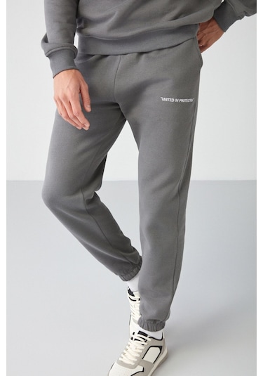 Marshall Erkek Pamuklu Içi Polarlı Nakışlı Relaxed Gri Eşofman Takımı