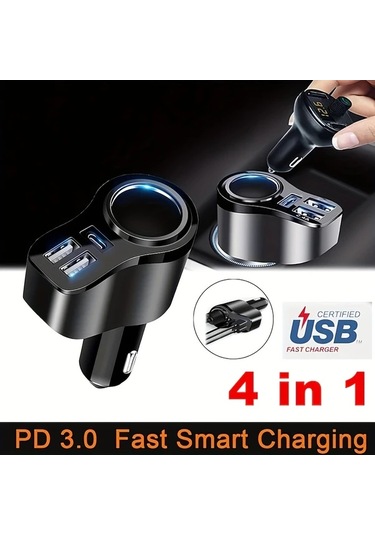 Chuangyinshop Siyah 167w 4'ü 1 Arada Usb-c Araç Şarj Cihazı 47w Pd Hızlı Şarj