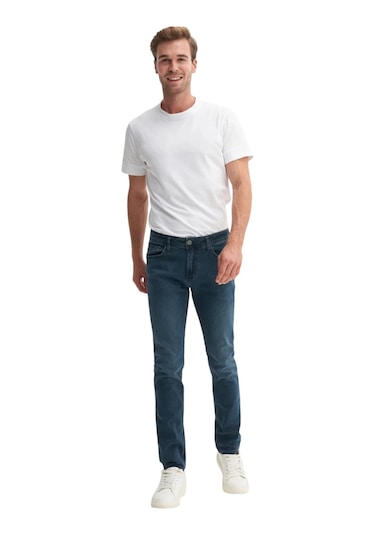 Cazador Parker Normal Bel Extra Slim Fit Dar Paça Jean Pantolon-03580 Mavi