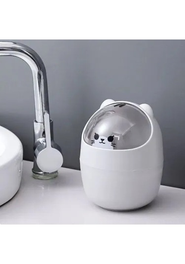 Ranyeek 1.2l Beyaz Ovaş Tipi Plastik Masaüstü Mülakat Kutusu, Kayar Kapaklı, Temizlik Ve Organize Etme İçin