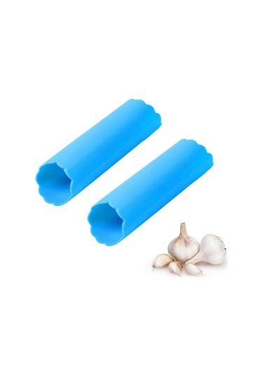 Rogfer 2 Adet Mutfak Sarımsak Pres Sarımsak Soyucu El Silikon Sarımsak Soyucu Zarar Vermez Mavi , Boyut:mavi Gümüş Gümüş