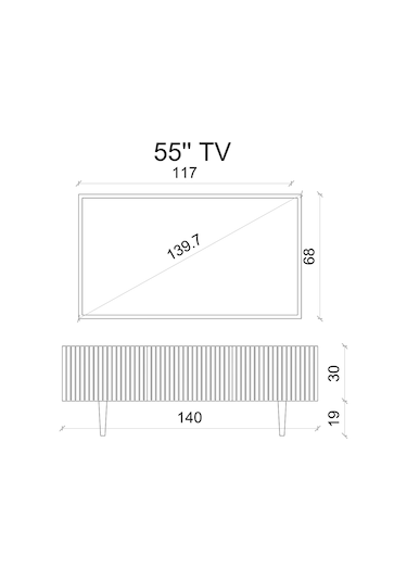 Capella Gri Mdf Country 3 Kapak Duvara Monte 140 Cm Tv Ünitesi