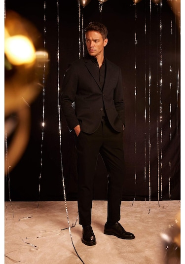 DeFacto Slim Fit Dar Kesim Astarlı Düğmeli Blazer Ceket N0503AZ25SPBK27