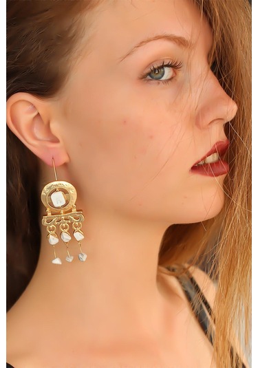 Bozkaya Otantik Taşlı Bayan Sallantı Küpe Çok Renkli