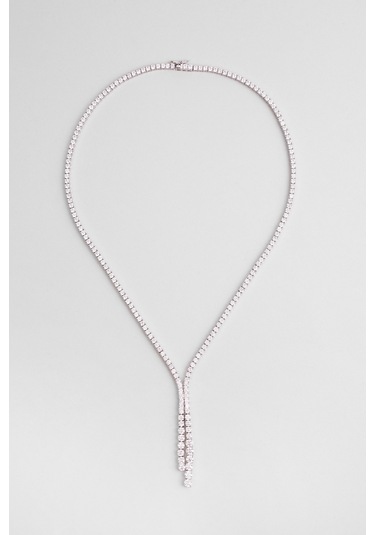 Davet Şıklığı 18 Ayar Beyaz Altın Kaplama Gümüş Su Yolu Gerdanlık Beyaz