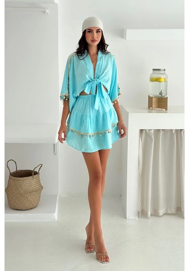 Deniz Kabuğu Aksesuarlı Takım Mavi Mavi