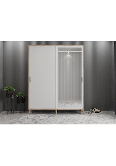 İmaj Sürgülü Portmanto Vestiyer Meşe Beyaz - Montaj Dahil 140 Cm