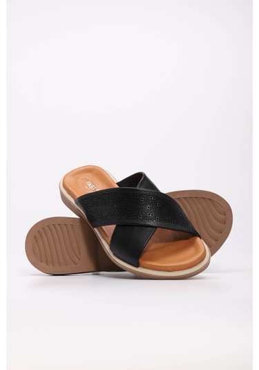 Hakiki Deri Kadın Düz Terlik 972za1201 Siyah