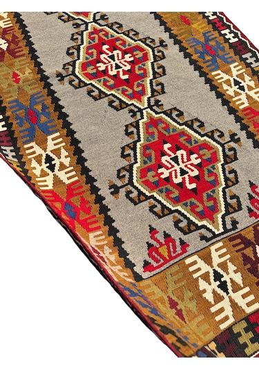 Kök Boya Yahyalı Kilim 106x200 Renkli %100 Yün Kilim