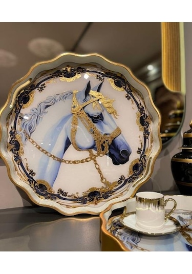 Royking Horse 2 Li Yuvarlak Tepsi 39x4-34x4 Cm Fx 021