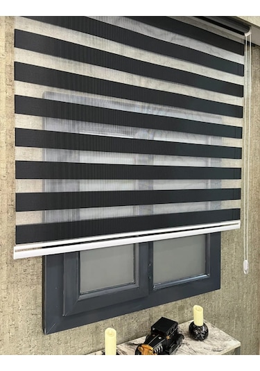 Siyah Bambu Zebra Stor Perde Altı Düz