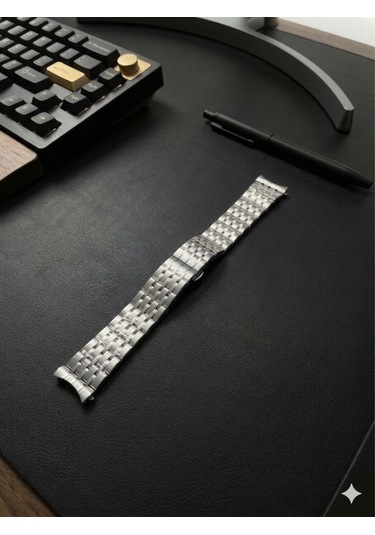 20mm Çapında Ucu Kavisli Gümüş Renk Çelik Saat Kordonu