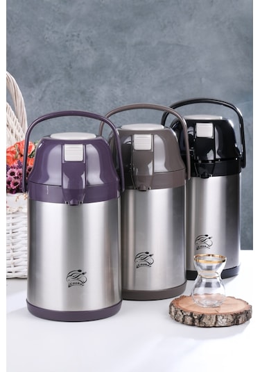 Ckr-2007 2.5lt Pompalı Çelik Termos 5224 Çok Renkli