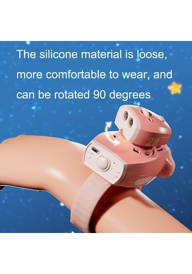 Cbtx Çocuk Uzay Gemisi Karikatürlü Fan Projeksiyon Bladeless Bilek Fanı Turuncu