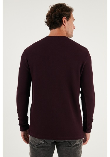 Buratti Pamuklu Bisiklet Yaka Slim Fit Basic Erkek Sweat 5905073 Vişne