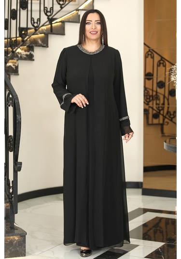 Raika Moda Sultan Büyük Beden Tesettür Abiye Siyah
