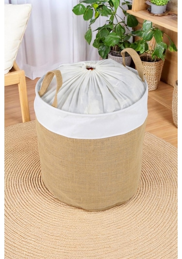 İronika Jüt Dolap İçi Organizer Oyuncak Kutusu Eşya Çamaşır Saklama Sepeti Düzenleyici Kutu 2li Set Kahverengi