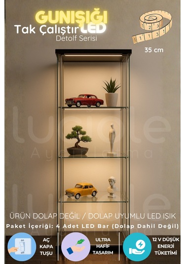 Led Bar Seti 4lü 35 Cm Günışığı Şeffaf Kablo Tak Çalıştır Anahtarlı