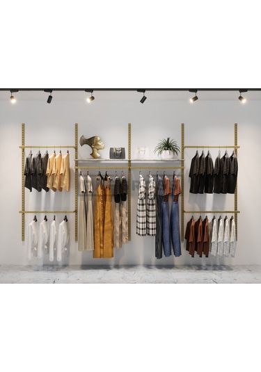 Mağaza Raf Sistemi, Askılık Sistemi, Butik, Mağaza Stand-245x200 Altın