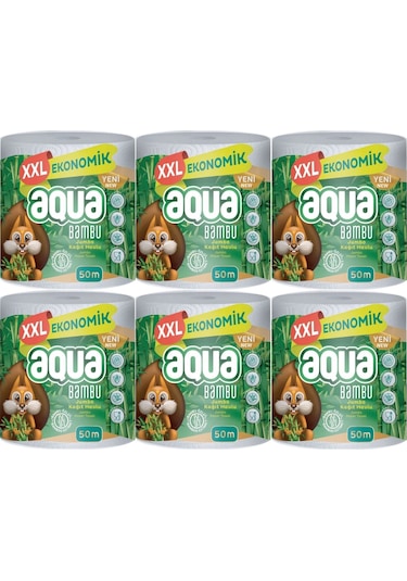 Aqua 3 Katlı Jumbo Paket Xxl Bambu Kağıt Havlu 6'lı 300 M