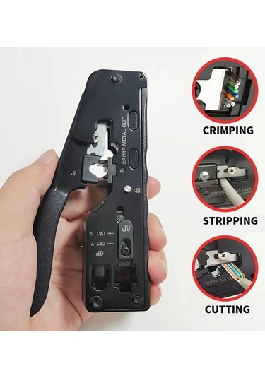 Besthome1 Dream011 Sarı Rj45 Sıkma Alet Seti 6p 8p Ethernet Sıkacağı Cat7 Cat6 Cat5 Karbon Çelik Kurulum