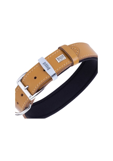 Doggie Konforlu Deri El Yapımı Köpek Boyun Tasması 3.5 x 52-60 CM Camel Kahverengi