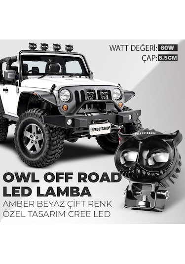 60W Özel Tasarım Owl Off Road Amber-Beyaz Çift Renk Off Road Led