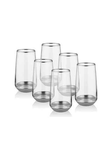 The Mia Glm0010 Glam Su Bardağı Uzun 6 Parça Gümüş