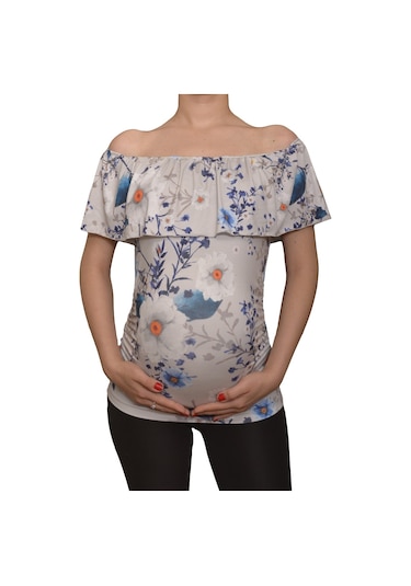 Luvmabelly Maternity 2509 Kayık Yaka Hamile Bluzu Çok Renkli