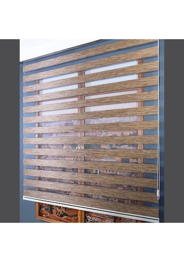 Kidmex Ithal Bambu Kahverengi Bambu Stor Zebra Perde Etek Dilimsiz