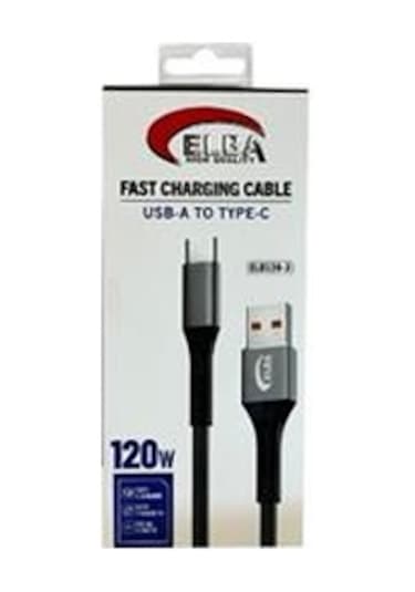Elba Elb120-3 120w Usbc Type-c To Usb 1mt Siyah Örgülü Şarj Kablosu Data Veri