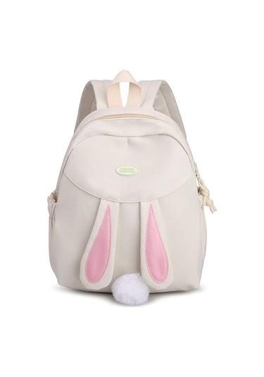 Relaxed Küçük Tavşan Ke Yuan Sırt Çantası Öğrenci Okul Çantası Basit Ve Çok Yönlü - Beyaz