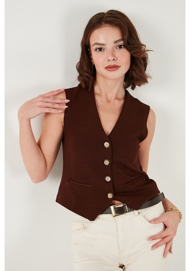 Lela Bayan Yelek 5865971 Kahve Kahve